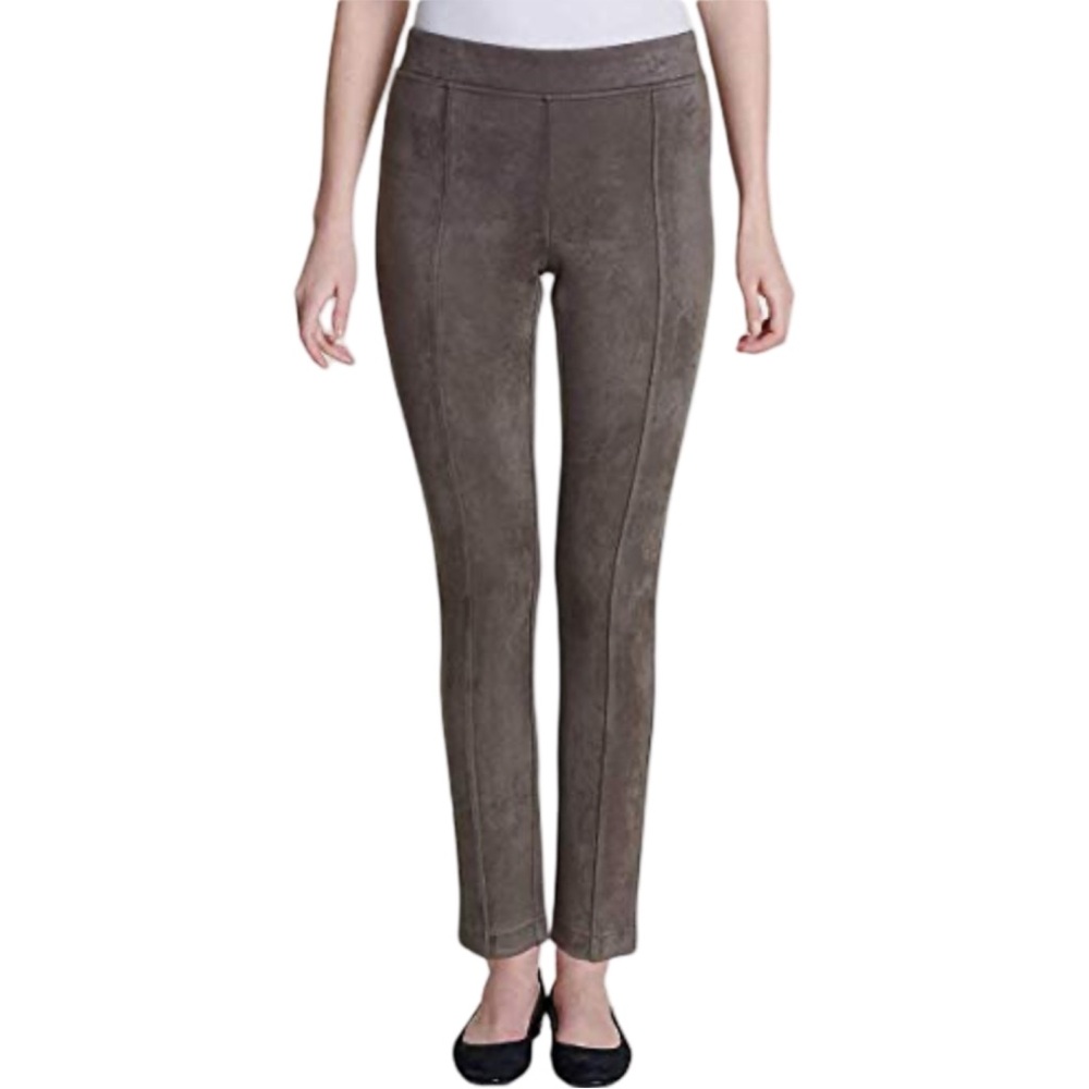 Andrew Marc Women’s Taupe Faux Suede Pull On Stretch Skinny Leg Pants Size Large